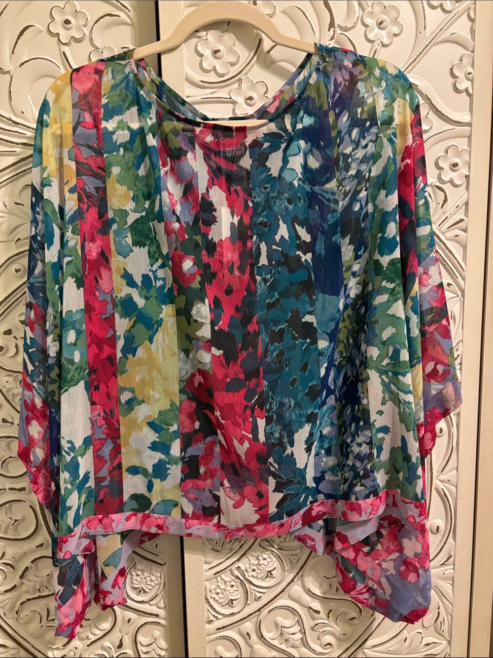 Chico's Multicolor Floral Sheer Poncho.